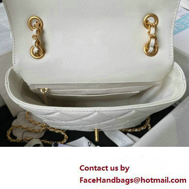 Chanel Grained Calfskin  &  Gold-Tone Metal Chain Backpack Bag AS4490 White 2023